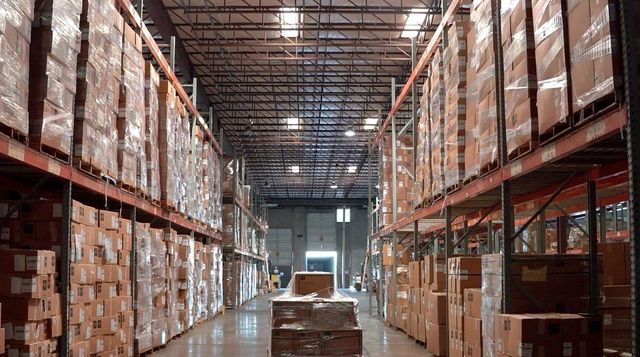 Warehouse aisle with palletized freight