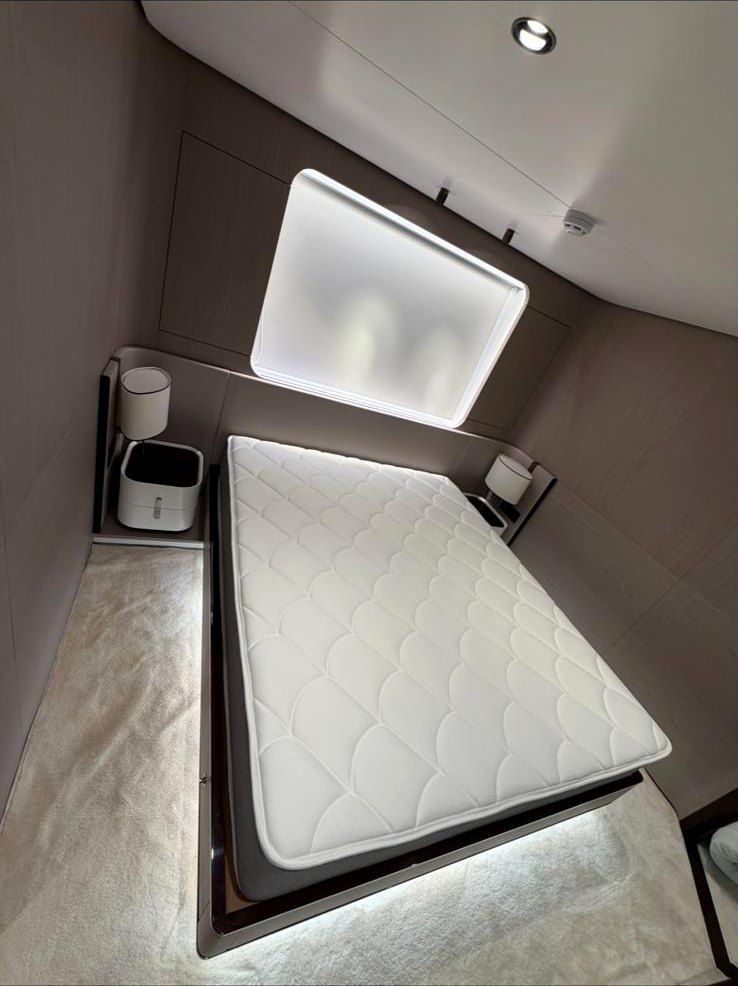 Yacht cabin mattress seen from above