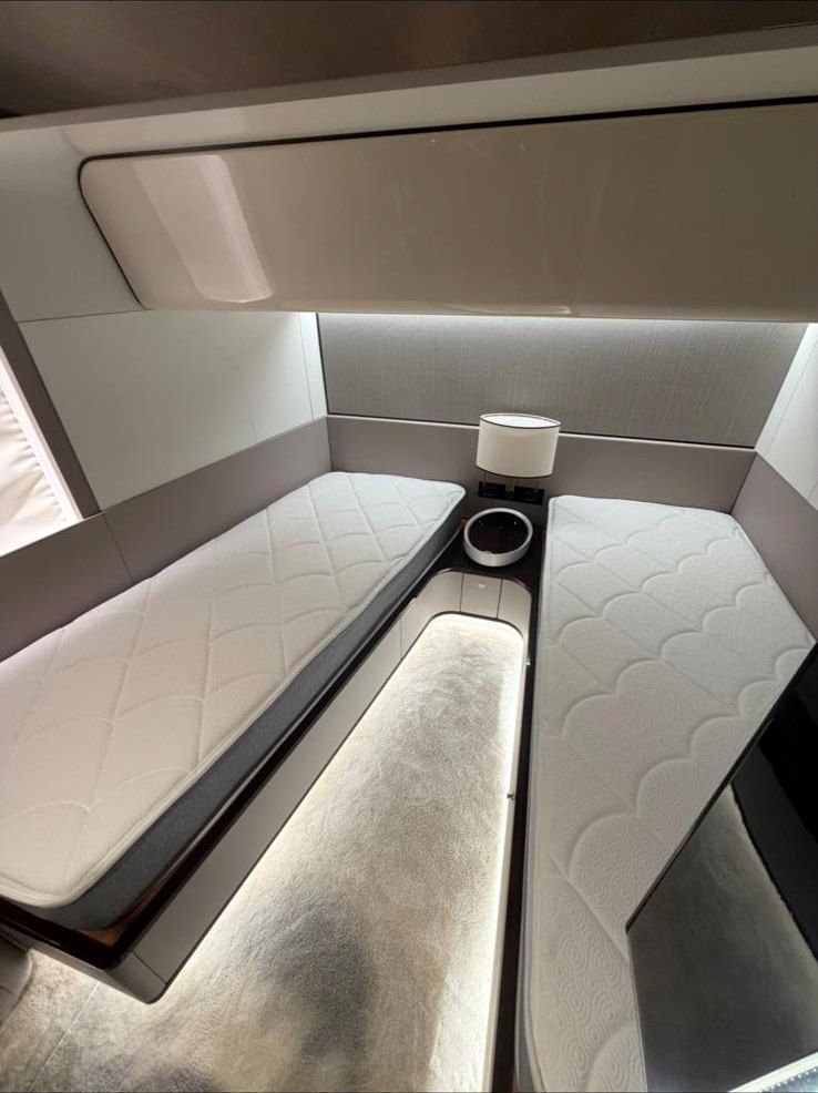 Two berth mattresses in a yacht cabin