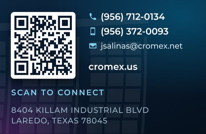 Cromex Forwarding, back of the printed card