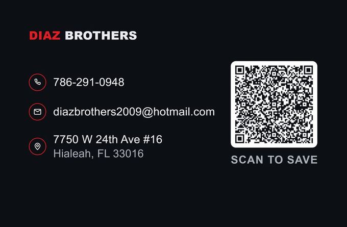 Diaz Brothers, back of the printed card