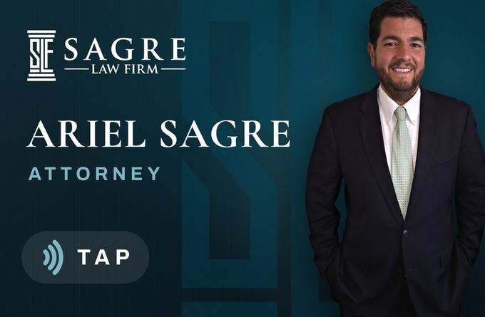 Sagre Law Firm, front of the printed card